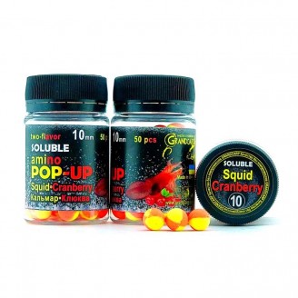 Soluble amino POP-UP two-flavor SQUID•CRANBERRY (КАЛЬМАР•ЖУРАВЛИНА) Ø10 мм Soluble amino POP-UP two-flavor SQUID•CRANBERRY (КАЛЬМАР•ЖУРАВЛИНА) Ø10 мм